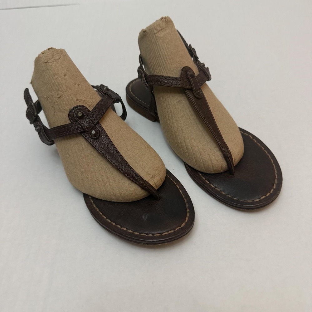 Frye Leather Thong Sandals Shoes Womens Size 6 Brown Buckle Adjustable Strap